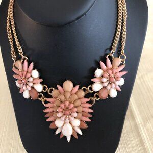 MIKA statement necklace, beige, pink, ivory accents